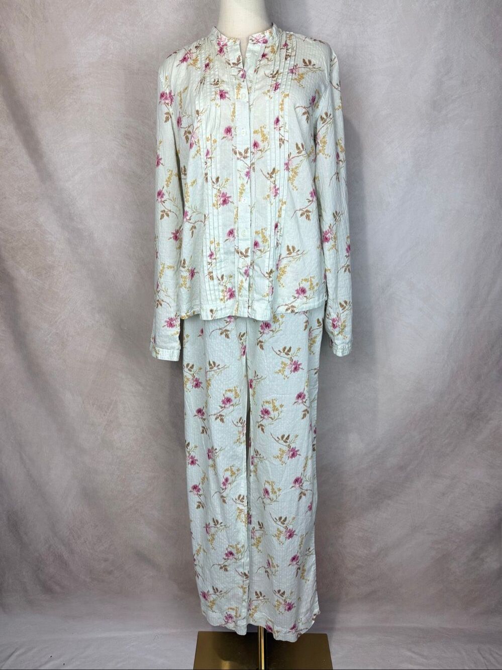 Vintage Victoria’s Secret Floral 100% Cotton Pajama Set Coquette Cottage Size L